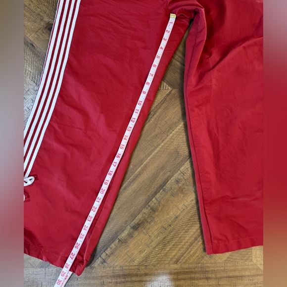 Cali1850 Muted Red Nylon Track Pants with White Stripe Ankle Ties Y2K NWOT - Picture 9 of 15